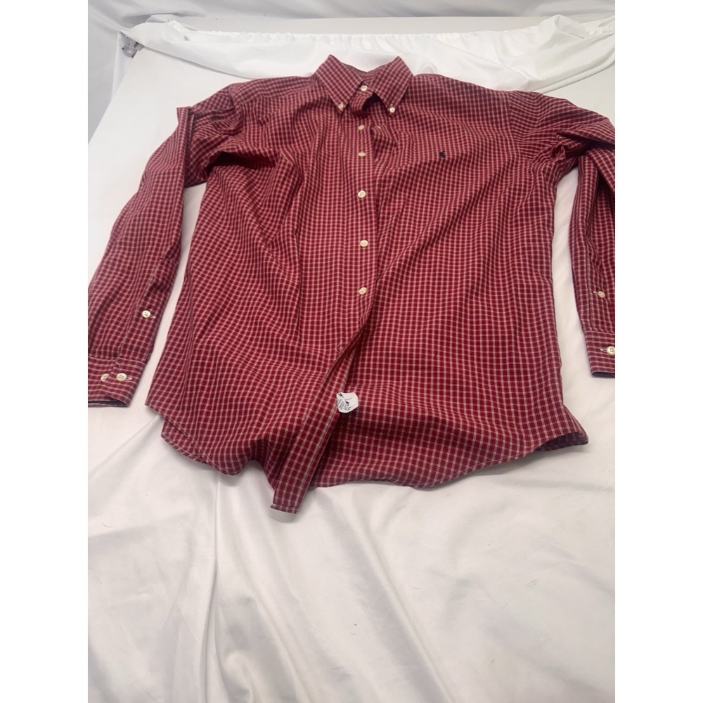 Vintage Ralph Lauren Shirt Men's 15.5 Red Plaid Yarmouth Button Down Long Sleeve